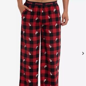Hot Topic Red and Black Plaid Unisex Sleep Pants